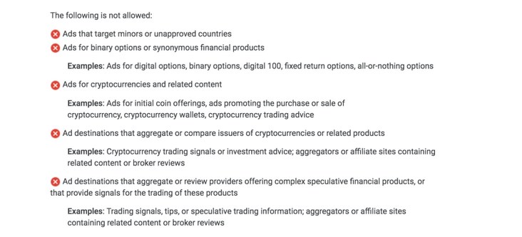 Google cryptocurrency ads policy 